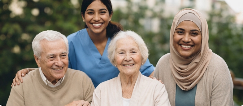 Diverse caregivers and seniors